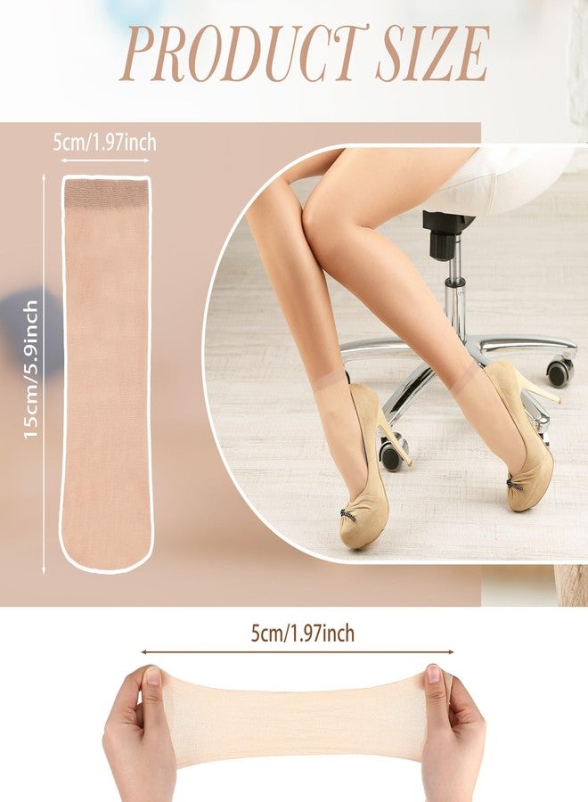 Twistover 288 Pcs Disposable Foot Socks Beige Tan Slip on Ankle Socks Nylon Footies Nylon Stockings for Try Shoe Men Women, 144 Pairs - Image 2